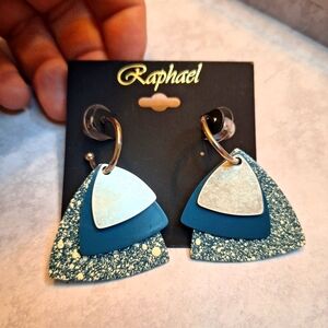 Rapha Blue and Silver Geometric Earrings